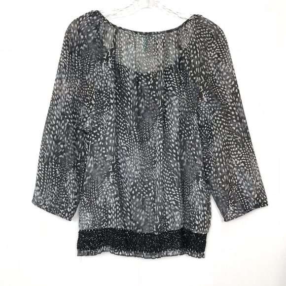 Maurices Leopard print semi sheer peasant blouse M - Picture 7 of 8